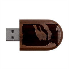 Purple Camo Wood Oval Usb Flash Drive