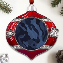 Purple Camo Metal Snowflake And Bell Red Ornament