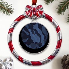 Purple Camo Metal Red Ribbon Round Ornament by kyorashop23