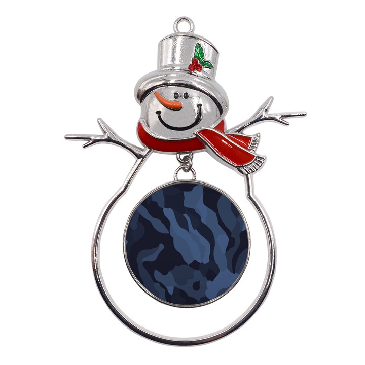 Purple Camo Metal Snowman Ornament