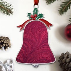 Purple Fabric Texture, Fabric Backgrounds With Lines Metal Holly Leaf Bell Ornament