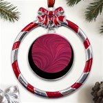 Purple Fabric Texture, Fabric Backgrounds With Lines Metal Red Ribbon Round Ornament Front