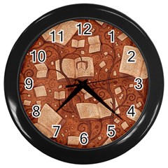 Retro Education Texture, Creative Education Background Wall Clock (black) by kyorashop23