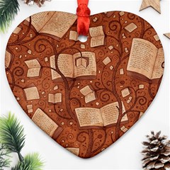 Retro Education Texture, Creative Education Background Heart Ornament (two Sides)