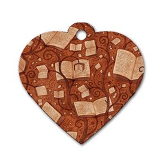 Retro Education Texture, Creative Education Background Dog Tag Heart (Two Sides)