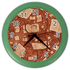 Retro Education Texture, Creative Education Background Color Wall Clock by kyorashop23