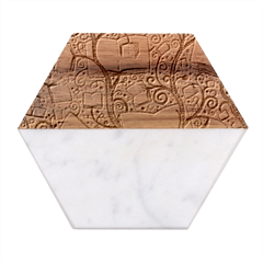 Retro Education Texture, Creative Education Background Marble Wood Coaster (hexagon)  by kyorashop23