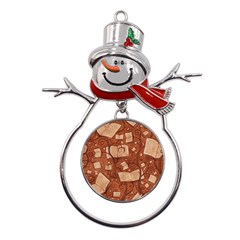 Retro Education Texture, Creative Education Background Metal Snowman Ornament by kyorashop23