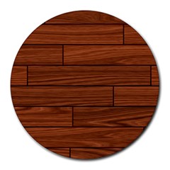 Seamless Wooden Planks Brown Wooden Background Round Mousepad by kyorashop23