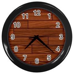 Seamless Wooden Planks Brown Wooden Background Wall Clock (black) by kyorashop23