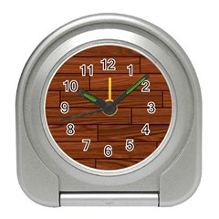 Seamless Wooden Planks Brown Wooden Background Travel Alarm Clock by kyorashop23