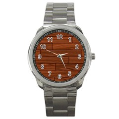 Seamless Wooden Planks Brown Wooden Background Sport Metal Watch by kyorashop23