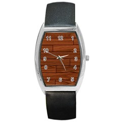 Seamless Wooden Planks Brown Wooden Background Barrel Style Metal Watch by kyorashop23