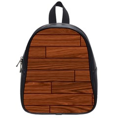 Seamless Wooden Planks Brown Wooden Background School Bag (small) by kyorashop23