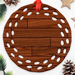 Seamless Wooden Planks Brown Wooden Background Round Filigree Ornament (two Sides)