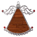 Seamless Wooden Planks Brown Wooden Background Metal Angel with Crystal Ornament Front