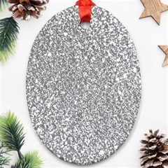 Silver Glitter Texture, Light Creative Background Ornament (oval)