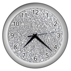 Silver Glitter Texture, Light Creative Background Wall Clock (silver) by kyorashop23