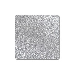 Silver Glitter Texture, Light Creative Background Square Magnet by kyorashop23