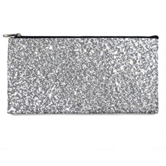 Silver Glitter Texture, Light Creative Background Pencil Case by kyorashop23