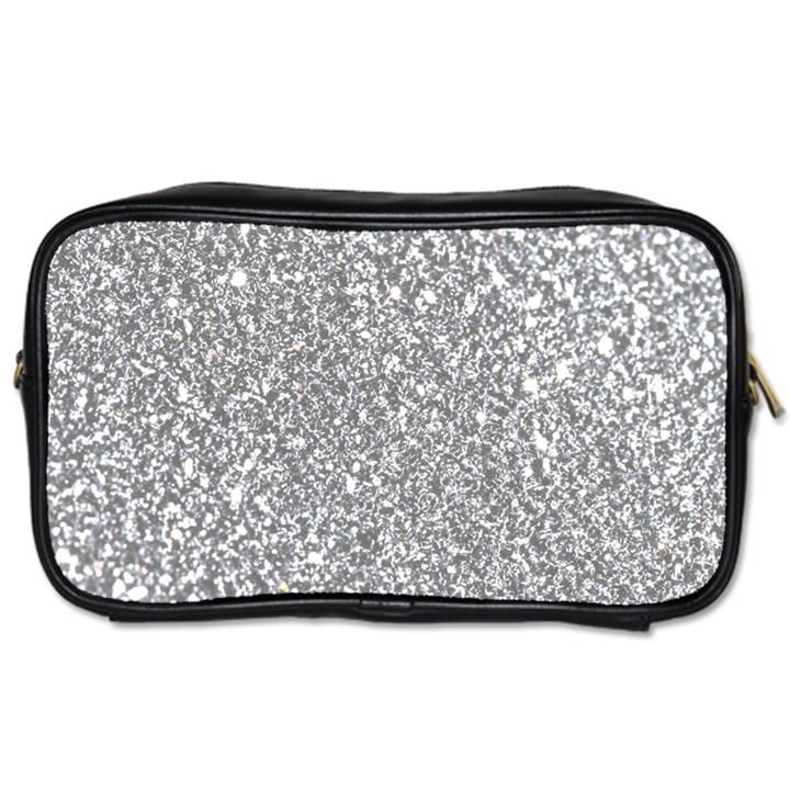 Silver Glitter Texture, Light Creative Background Toiletries Bag (Two Sides)