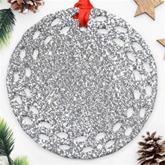 Silver Glitter Texture, Light Creative Background Ornament (round Filigree)