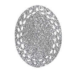 Silver Glitter Texture, Light Creative Background Oval Filigree Ornament (two Sides)