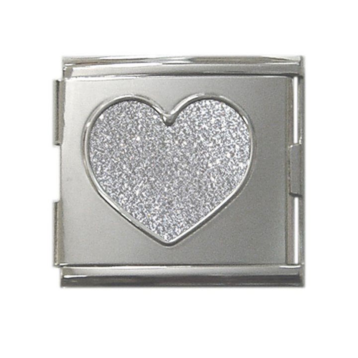 Silver Glitter Texture, Light Creative Background Mega Link Heart Italian Charm (18mm)