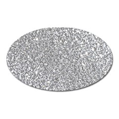 Silver Glitter Texture, Light Creative Background Oval Magnet by kyorashop23