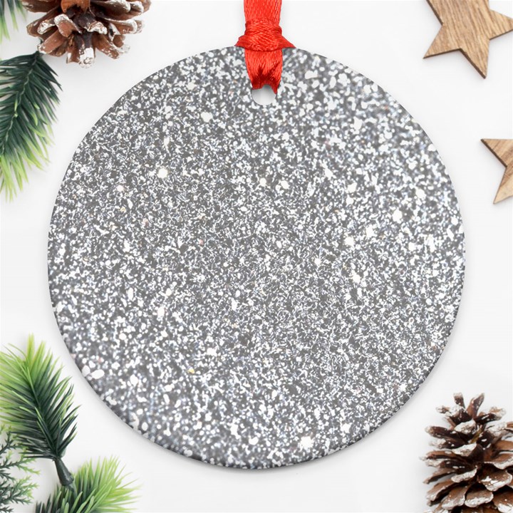 Silver Glitter Texture, Light Creative Background Round Ornament (Two Sides)