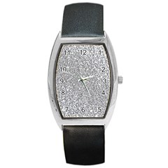 Silver Glitter Texture, Light Creative Background Barrel Style Metal Watch by kyorashop23