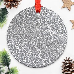 Silver Glitter Texture, Light Creative Background Round Ornament (two Sides)