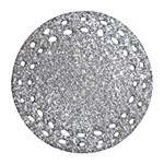 Silver Glitter Texture, Light Creative Background Round Filigree Ornament (Two Sides) Front