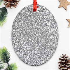 Silver Glitter Texture, Light Creative Background Oval Filigree Ornament (two Sides)