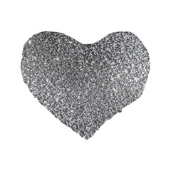 Silver Glitter Texture, Light Creative Background Standard 16  Premium Flano Heart Shape Cushions by kyorashop23