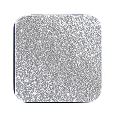 Silver Glitter Texture, Light Creative Background Square Metal Box (black) by kyorashop23