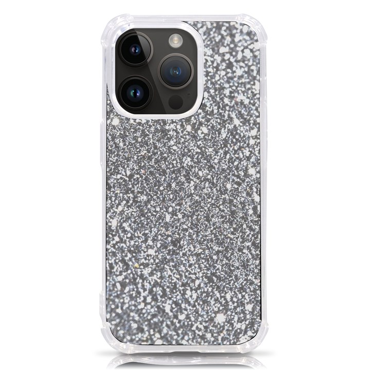 Silver Glitter Texture, Light Creative Background iPhone 14 Pro TPU UV Print Case