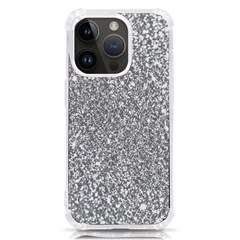 Silver Glitter Texture, Light Creative Background Iphone 14 Pro Tpu Uv Print Case by kyorashop23