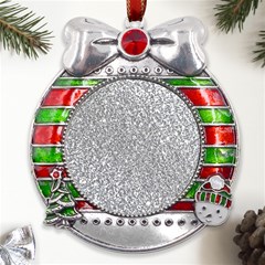 Silver Glitter Texture, Light Creative Background Metal X mas Ribbon With Red Crystal Round Ornament by kyorashop23