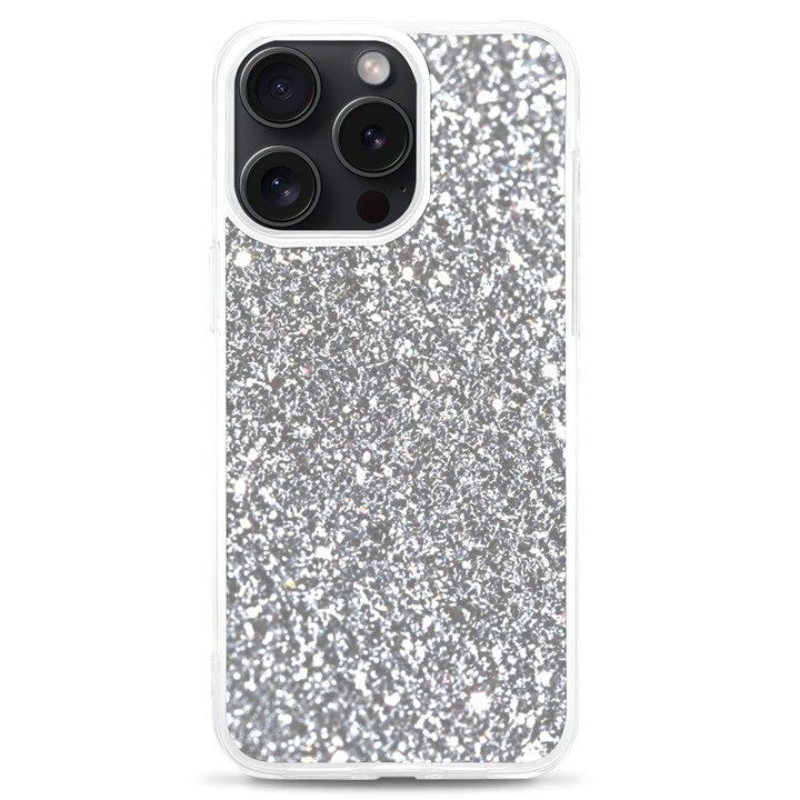 Silver Glitter Texture, Light Creative Background iPhone 15 Pro Max TPU UV Print Case