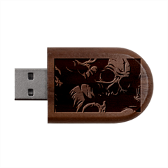 Skulls Wood Oval USB Flash Drive