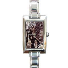 Snake Skin, Reptile Skin, Snake Skin Textures, Brown Snake Rectangle Italian Charm Watch by kyorashop23