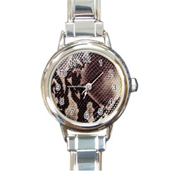 Snake Skin, Reptile Skin, Snake Skin Textures, Brown Snake Round Italian Charm Watch by kyorashop23