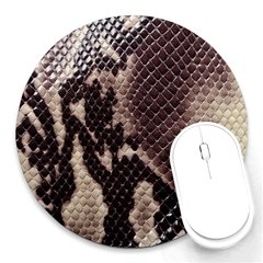 Snake Skin, Reptile Skin, Snake Skin Textures, Brown Snake Round Mousepad by kyorashop23