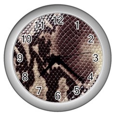 Snake Skin, Reptile Skin, Snake Skin Textures, Brown Snake Wall Clock (silver) by kyorashop23