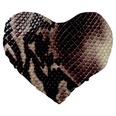 Snake Skin, Reptile Skin, Snake Skin Textures, Brown Snake Large 19  Premium Heart Shape Cushions by kyorashop23