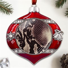 Snake Skin, Reptile Skin, Snake Skin Textures, Brown Snake Metal Snowflake And Bell Red Ornament by kyorashop23