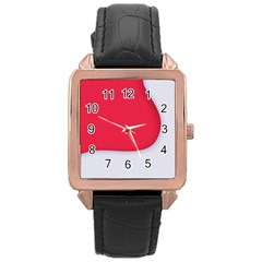 White Red Ripples Rose Gold Leather Watch  by kyorashop23