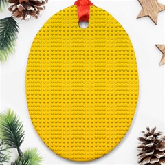 Yellow Lego Texture, Macro, Yellow Dots Background Ornament (oval)