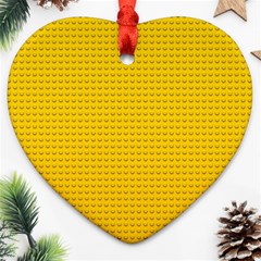 Yellow Lego Texture, Macro, Yellow Dots Background Ornament (heart)